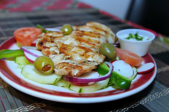 Grilled chicken breast salad